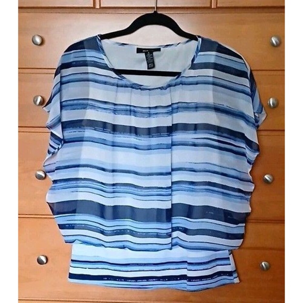 NWOT Style & Co. Womens S Striped Chiffon Dolman Short Slv Pullover Blouse Top